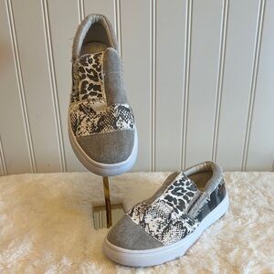 Gray and White Slip-On Sneakers